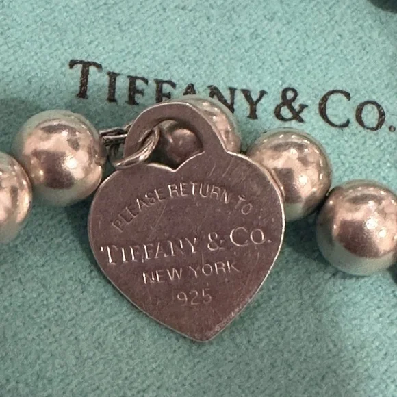 Tiffany & Co. Silver Bead Bracelet with Heart Tag - Picture 6 of 12